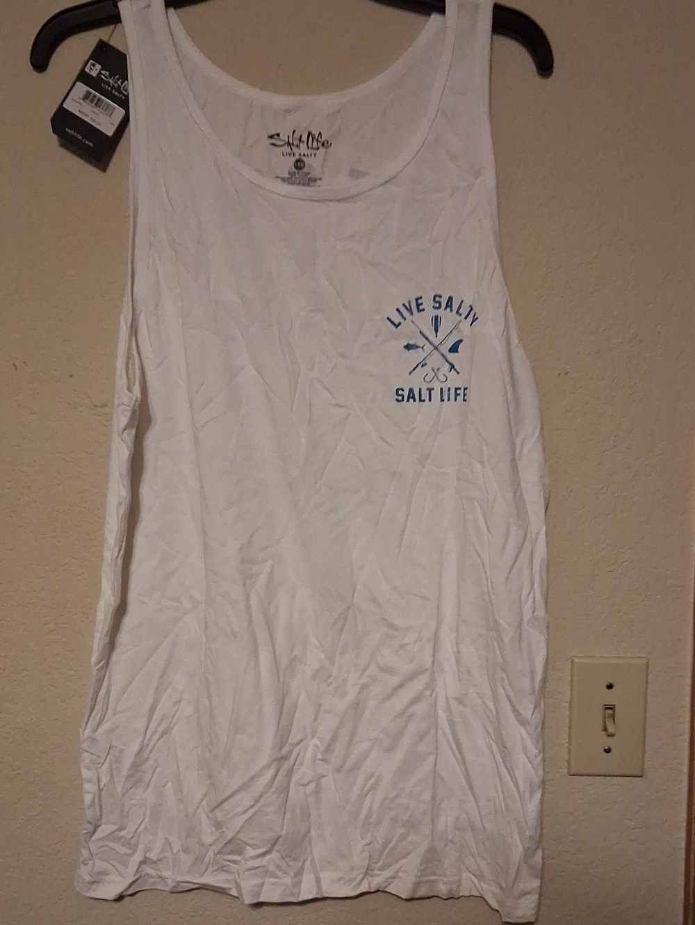 BNWT Salt Life Women's White 'Live Salty' Graphic Tank SIZE LARGE
